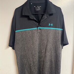 Under Armour Men's Black, Gray, and Teal Polo Shirt